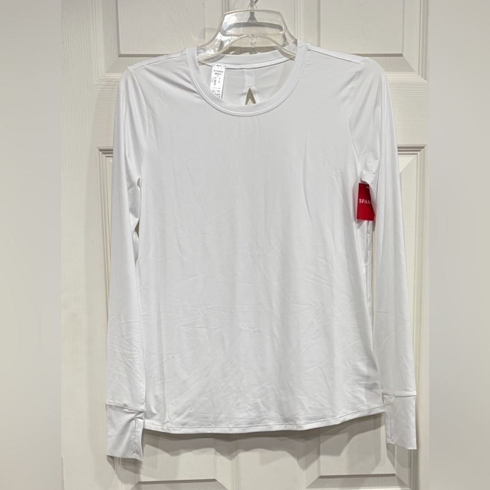 Spanx Women's XS Butter Soft Wrap Back T-Shirt - Long Sleeve White NWT